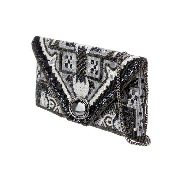 Mary Frances Magic Carpet Beaded Silver Grey Crossbody Clutch Handbag Purse New - Picture 4 of 9